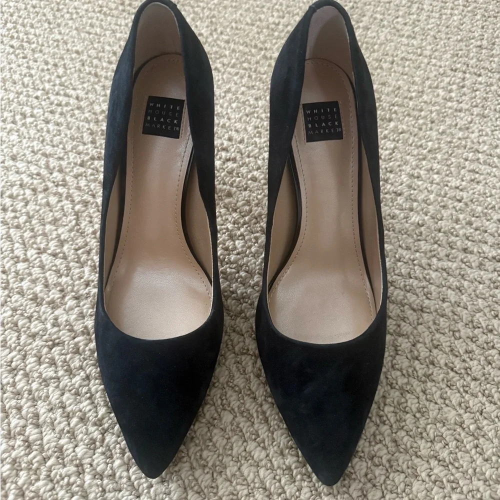 White House Black Market Black Suede Pointed Pumps - Picture 1 of 7